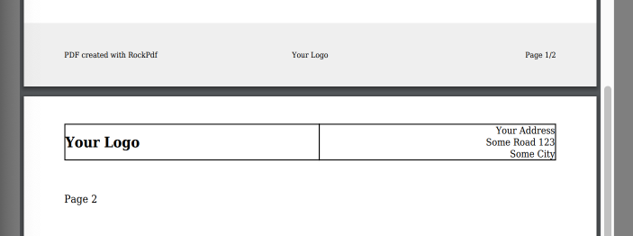 RockPdf - Headers and Footers